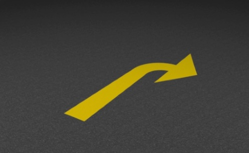 Yellow arrow on right turn lane